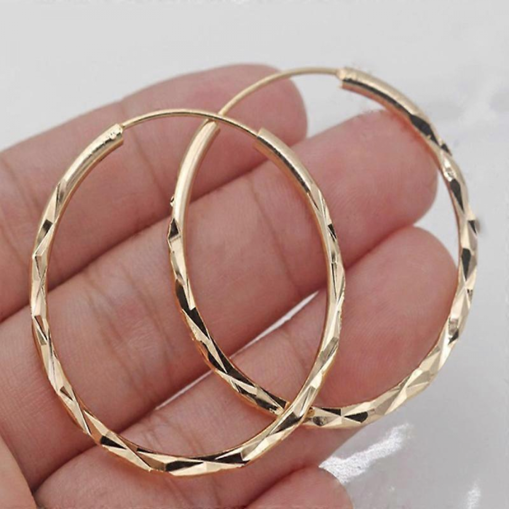 Gorgeous 18k Yellow Gold Plated Hoop Earrings Women Wedding Engagement Jewelry
