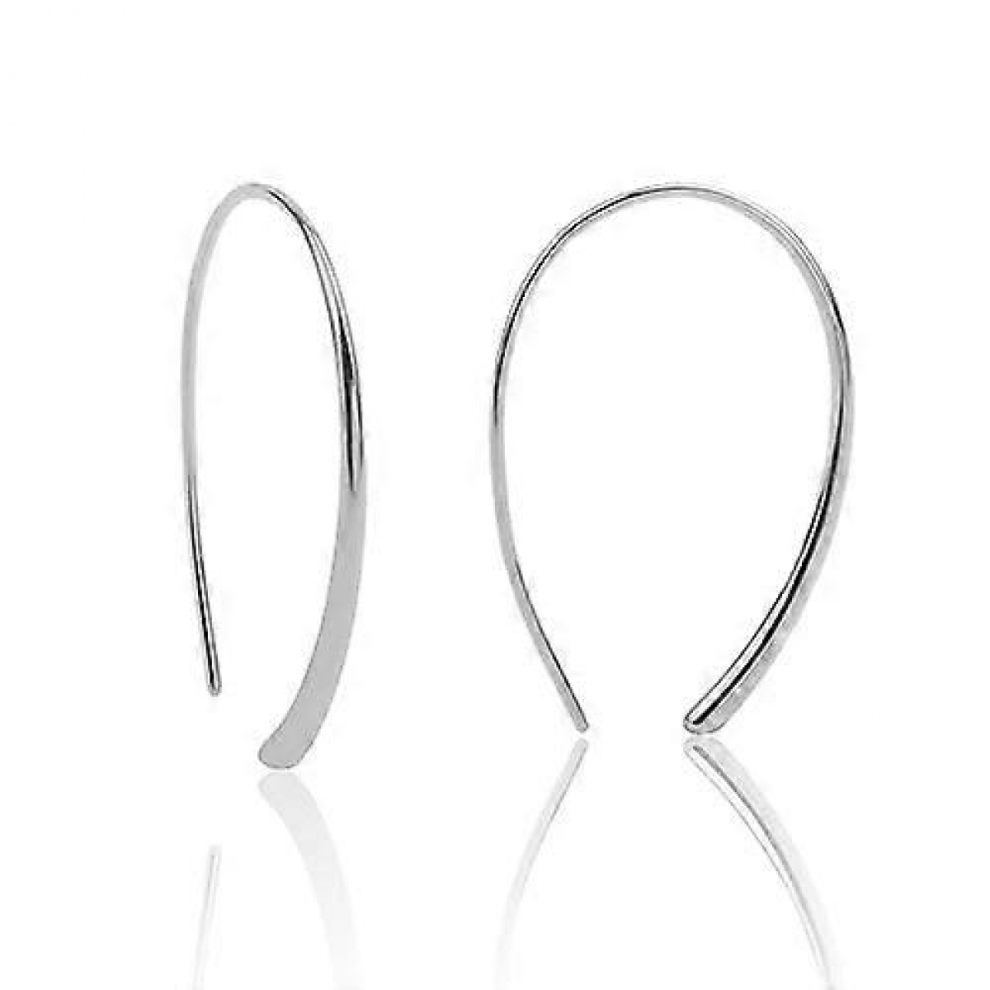 Pull Through Earrings Sterling Silver Wire Open Hoops Threader Earrings