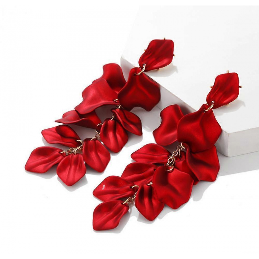 Long Pendant Multicolor Petal Tassel Women's Earrings