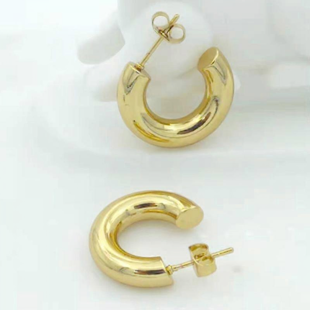 Gold Colored Lightweight Chunky Open Hoops | Gold Hoop Earrings for Women2 set