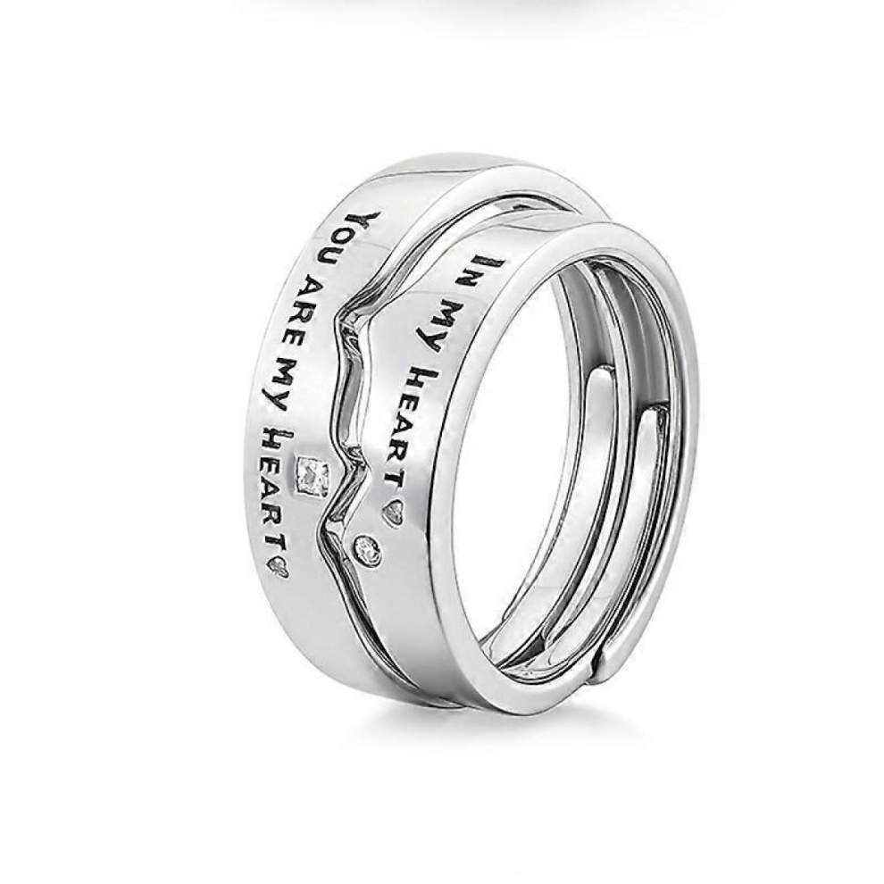 Wedding Rings Engagement Rings Ladies Anniversary Engagement Heartbeat Curve Couple Rings Bridal Set 925 Sterling Silver