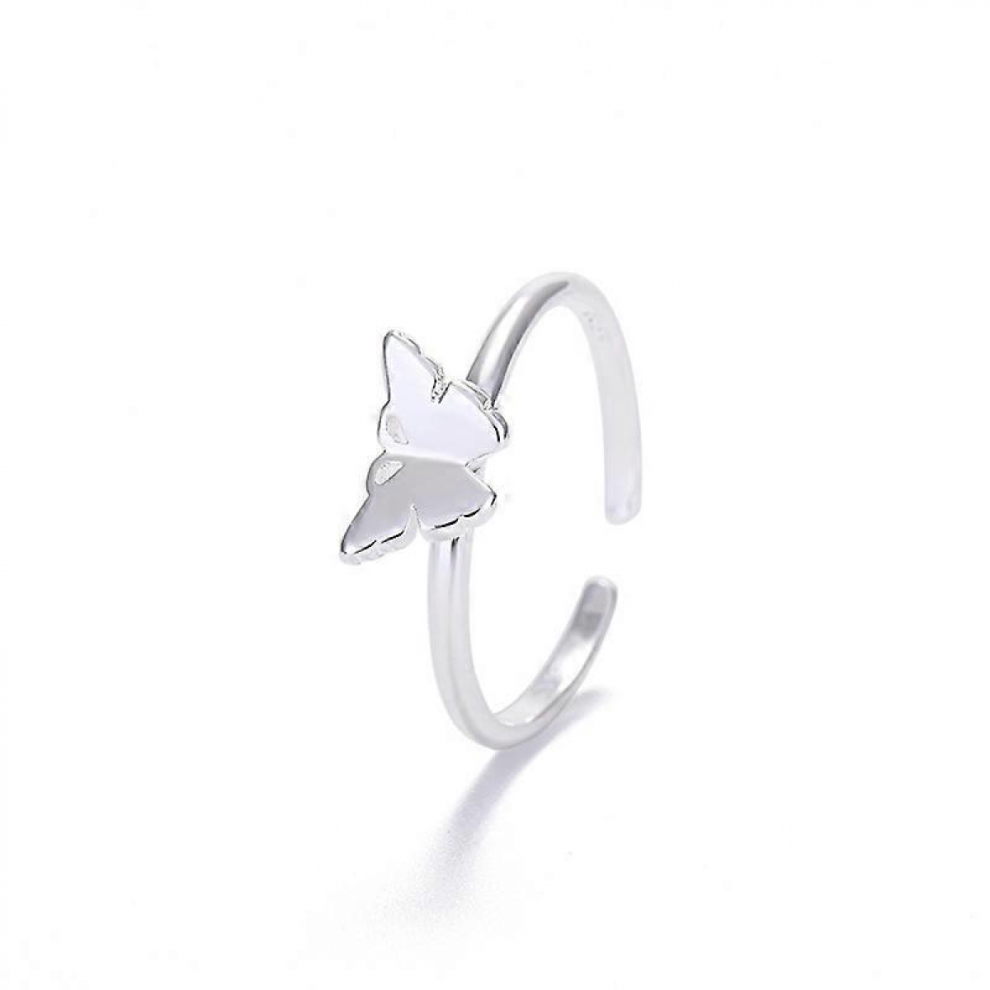 925 Butterfly Ring Minimalist Adjustable Open Tail Finger Stacking Band Promise Engagement Ring Wedding Bands Toe Band Dainty Jewelry Gifts for Women