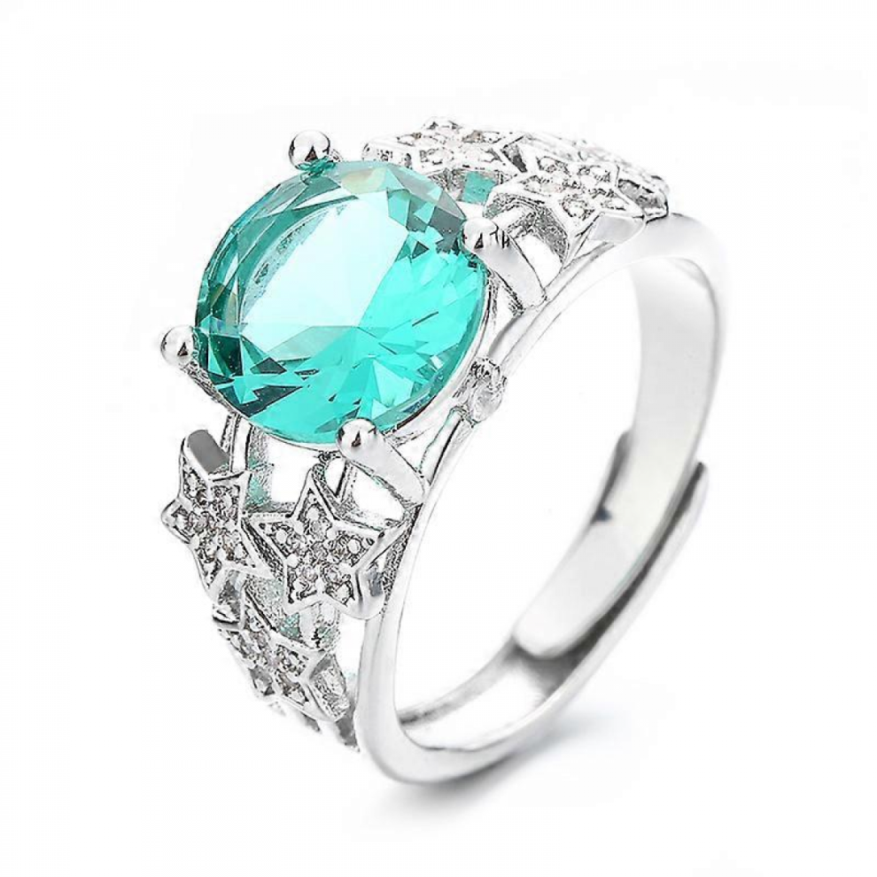 Women's Blue Sapphire Rings Birthstone Solitaire Engagement Ring Filigree Zircon Wedding Ring