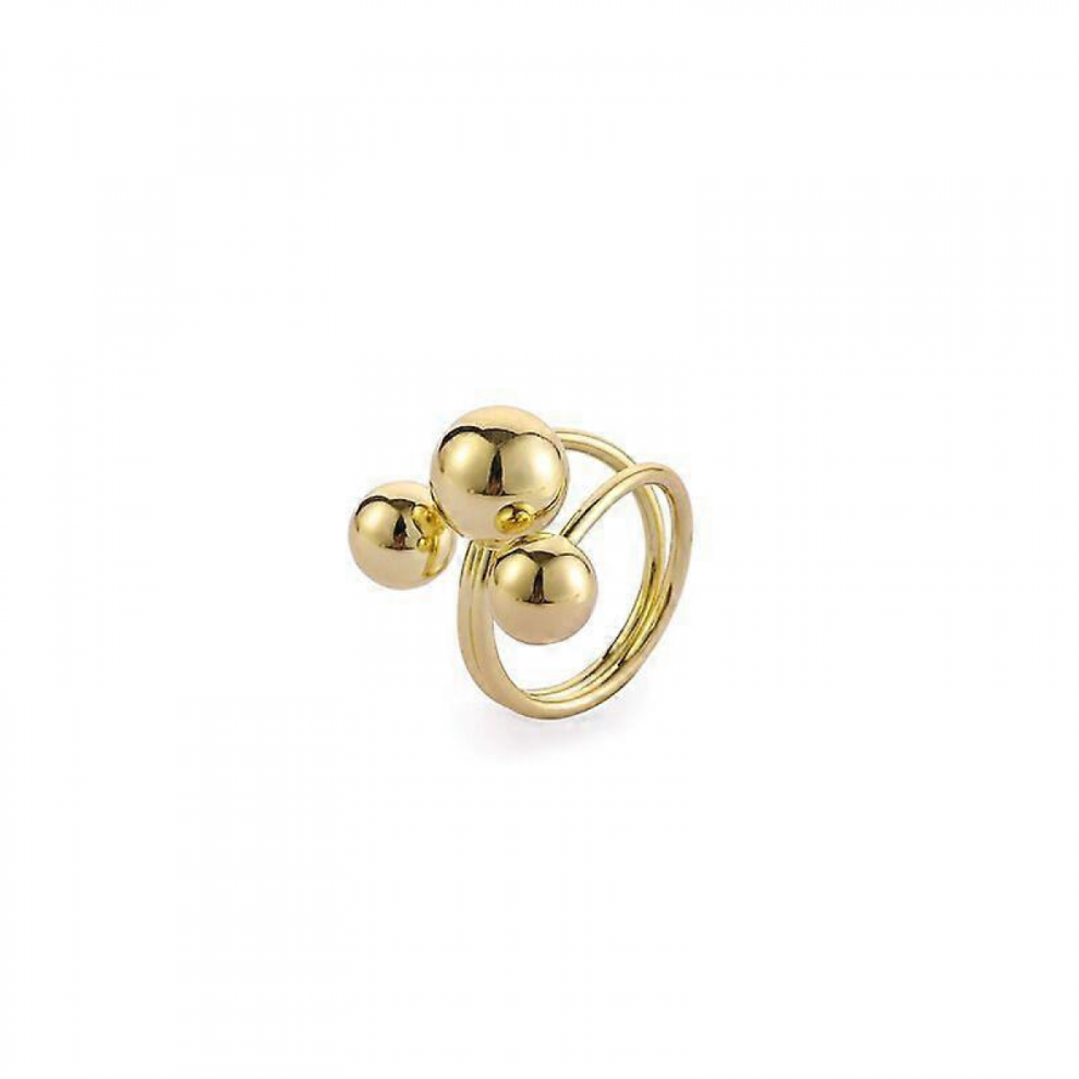 Double Ball Gold Plated Ring Engagement Fashion Jewelry For Women Personality Design Opening Adjustable Ring For Girls