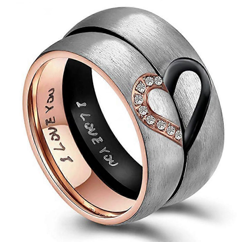 Promise Ring Stainless Steel Couples Wedding Engagement Bands Top Ring, 6mm