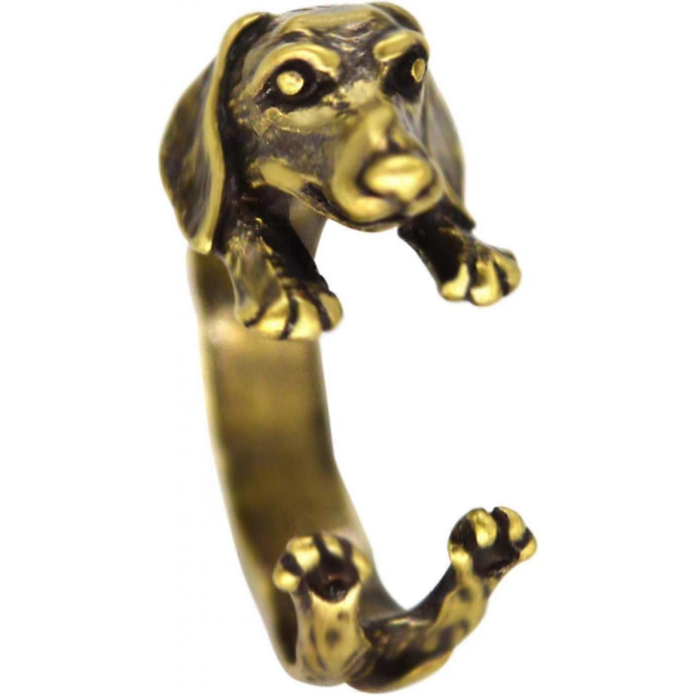 Women's Ring Mother's Day Easter Dachshund Pet Fashion Jewelry Dog Sausage Dog Punk Open Adjustable Fashion Ring