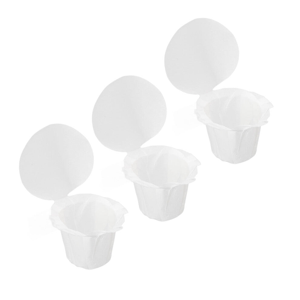 50 Count Coffee Paper Filters with Lids Reusable Single Serve Pod Replacement