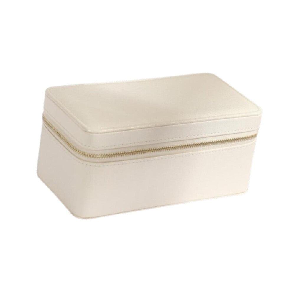 (beige, 19x95x85cm) Jewelry Box Portable Zip Closure Bangle Box for Wedding Watches Flea