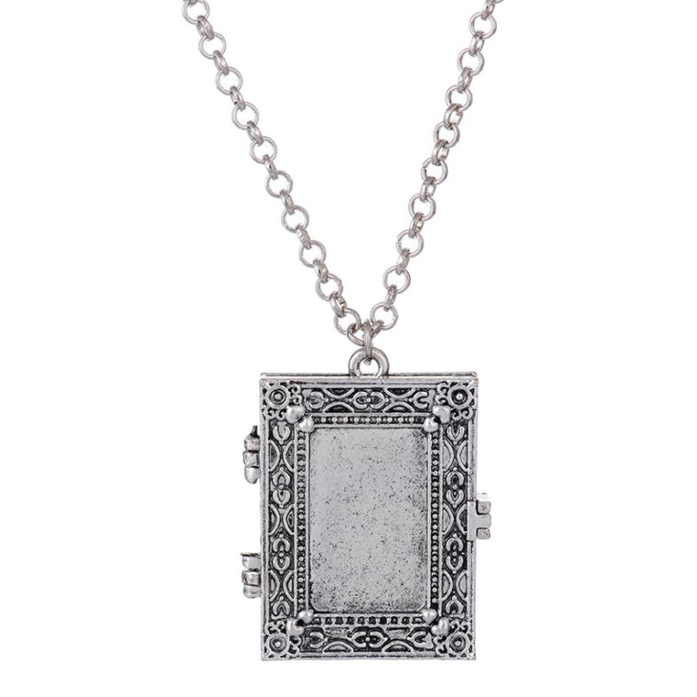 Retro Gothic Openable Square Pendant Photo Frame Box Locket Necklace