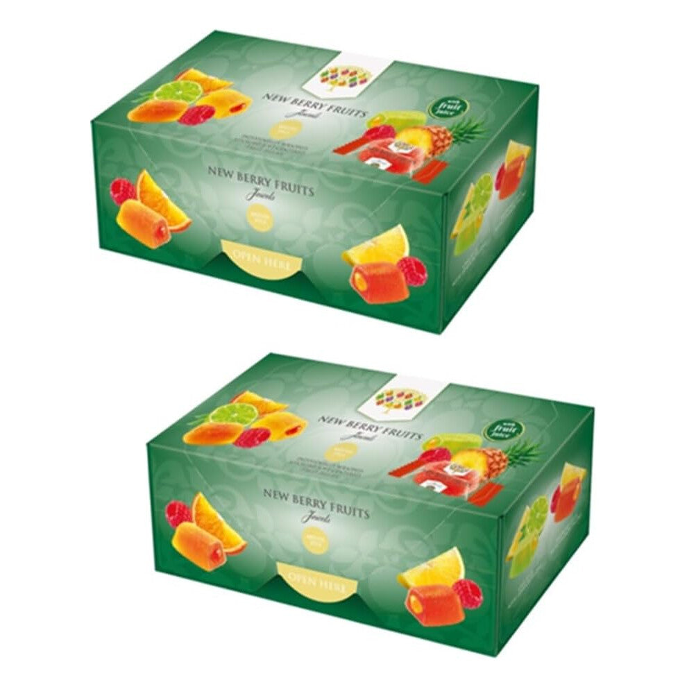 Pack of 2 New Berry Fruits Assorted Soft Fruit Jellies Jewels Gift Sharing Classic Retro Individually Wrapped Treats Sweets
