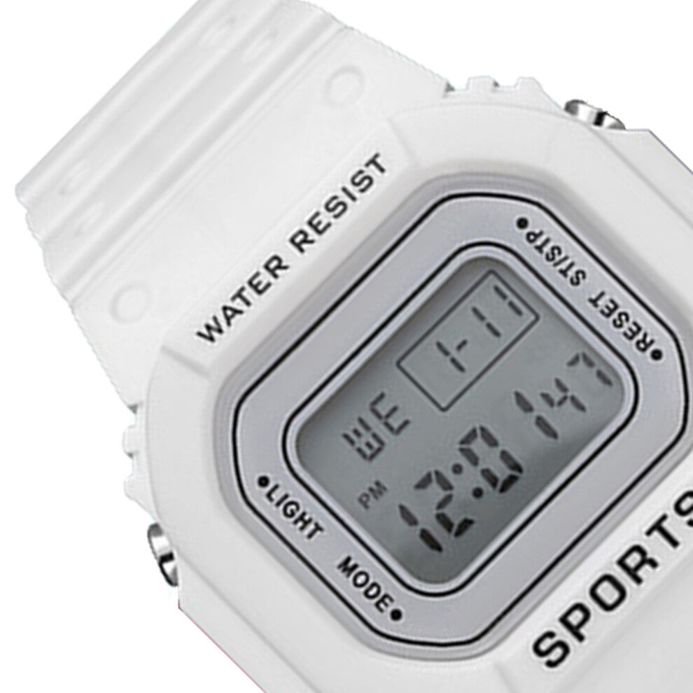 Waterproof Luminous LED Sports Watch for Boys Girls White, Lightweight Smartwatch