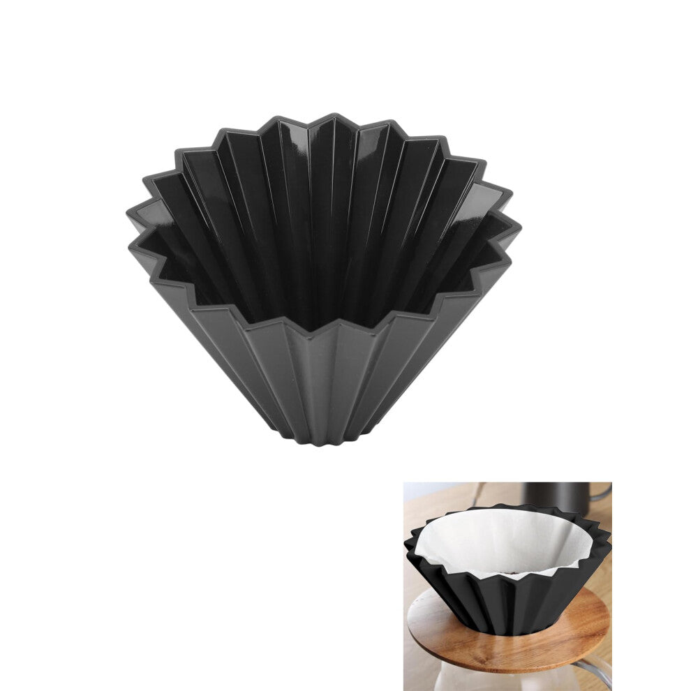 Pour Over Coffee Dripper Black, Reusable Cone Style Origami Dripper Compatible with V60 Filter Paper for Home Office Brewing