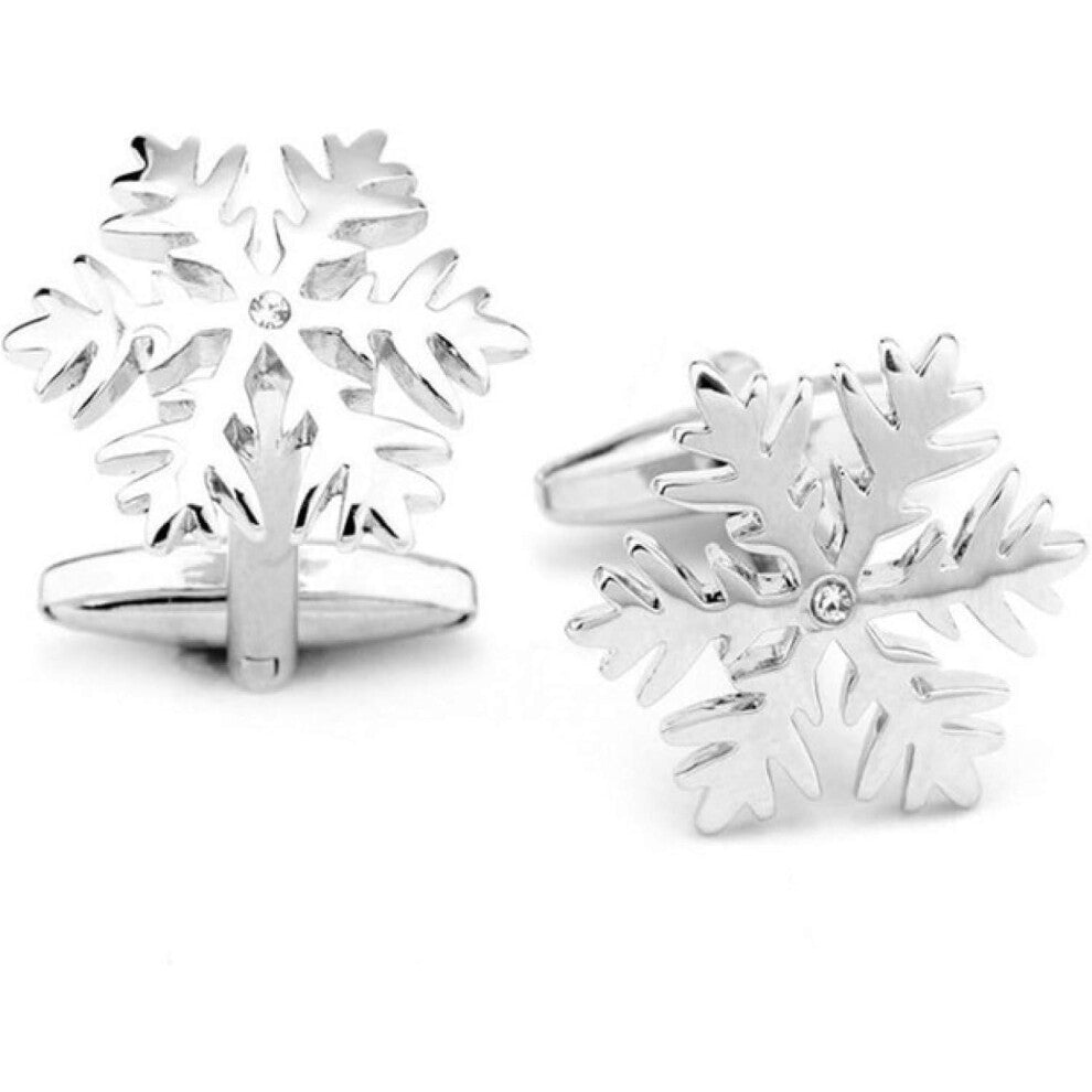 Men's Snowflake Cufflinks, 1 Pair Creative Ice Design Universal Cufflinks for Men and Women, Holiday Style Accessories