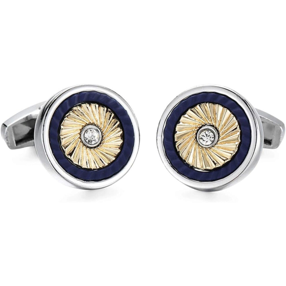 Men's Crystal Gold Pattern Cufflinks, DIY Fashion Shirt Accessories for Formal Wear, Stylish and Elegant Design