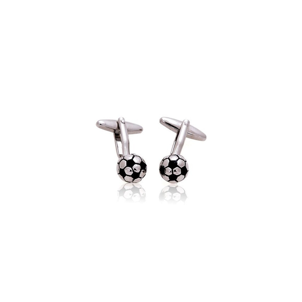 Silver Soccer Ball Cufflinks for Men - Stainless Steel Sports Accessories for Soccer Players and Fans