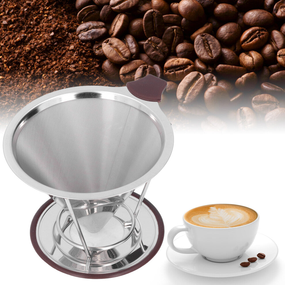 Double Layer 304 Stainless Steel Coffee Filter for 1-6 Cups with Handle