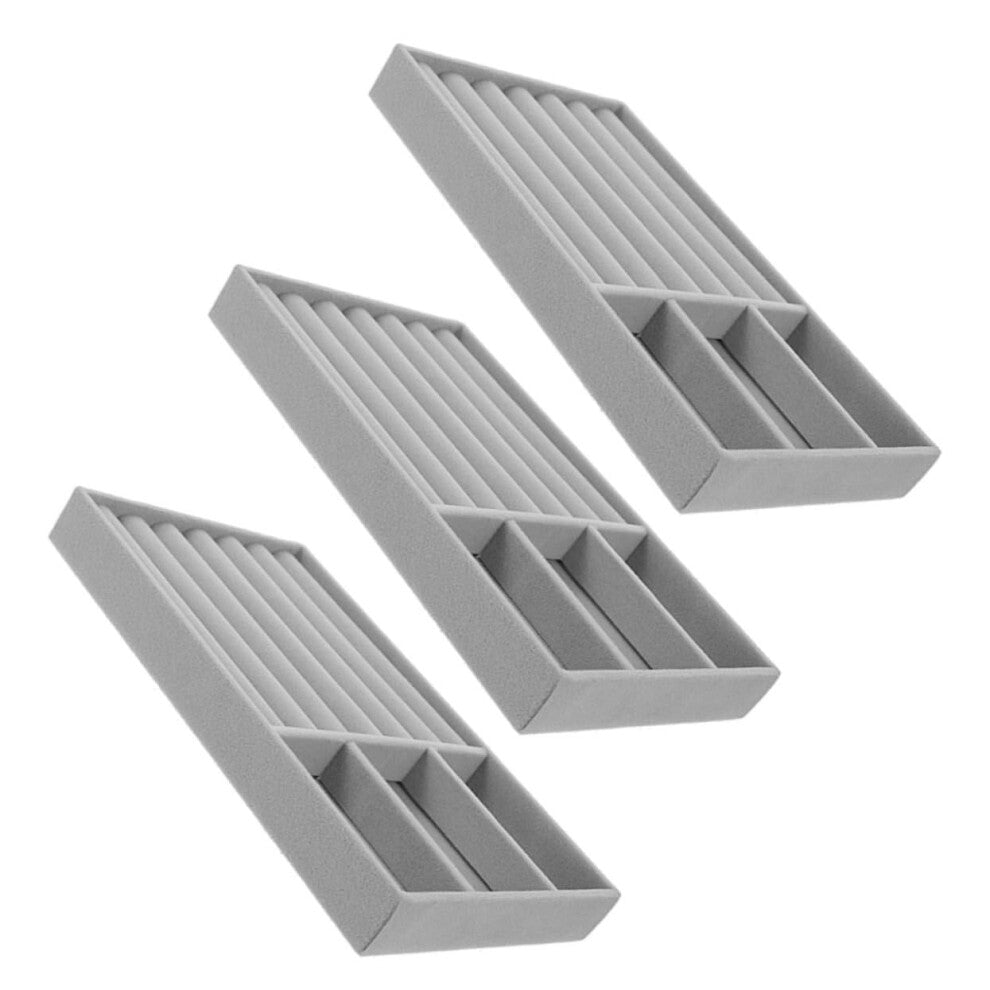 3 Pieces Stackable Jewellery Organiser Tray for Rings Necklaces Bracelets Home Storage Display in Velvet and Clear Acrylic