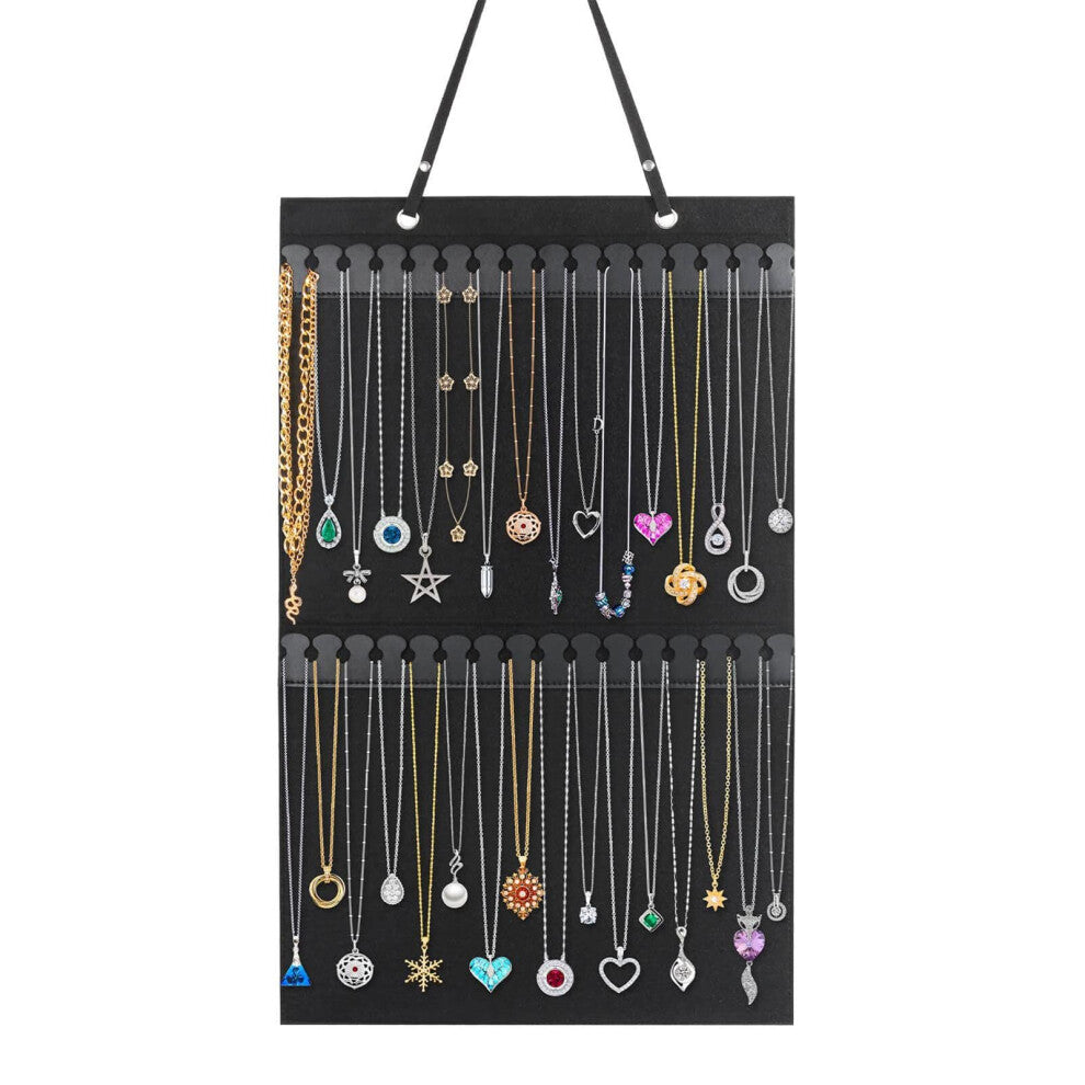Wall Jewellery Hanger With 32 Hooks, Over Door Necklace Organizer, Large Capacity Bracelet Holder For Walls And Wardrobes