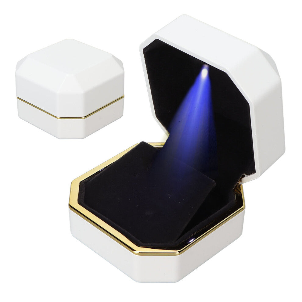 Earring Display Case with LED Lighted White Jewelry Gift Box for Engagement