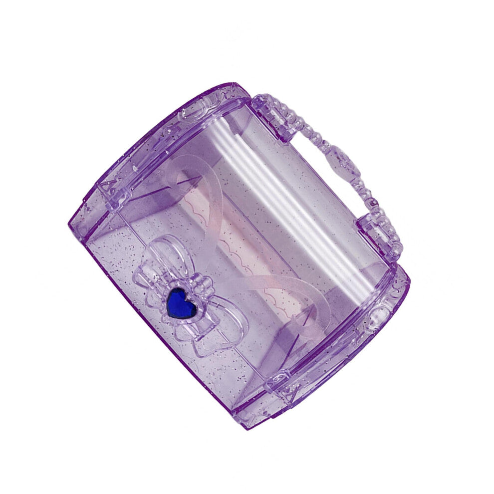 (Clear and Violet, 115x86x75cm) Handled Storage Box Hair Accessory Storage Case for Stationery Desktop