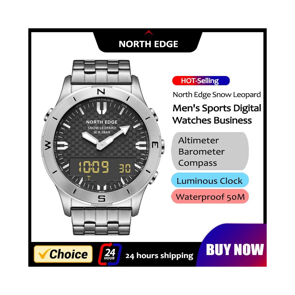 NORTH EDGE Men's Sports Digital Watch Waterproof 50M Altimeter Barometer Compass Business Luxury Men's Watch Outdoor Smartwatch