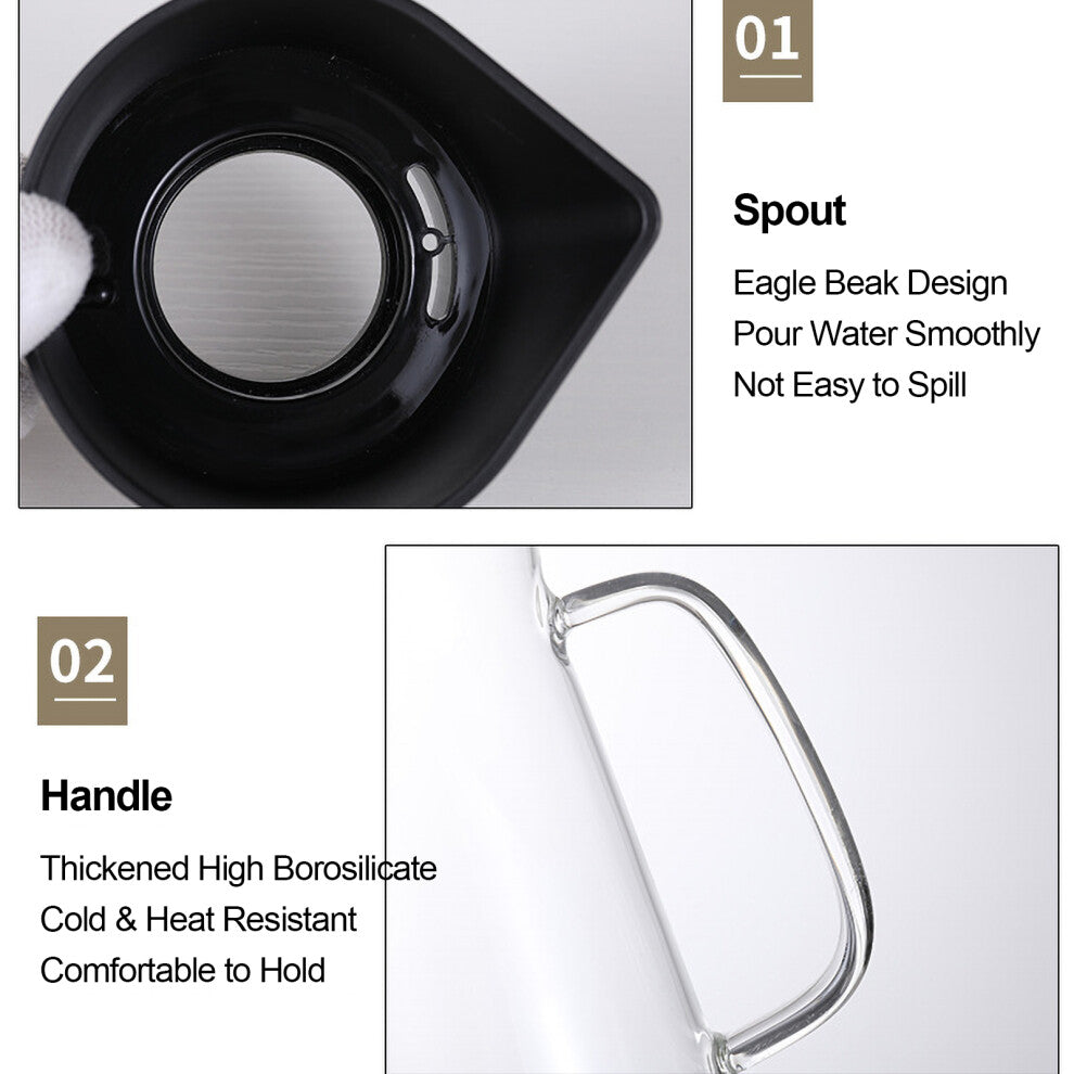 1200ml Cold Brew Coffee Maker with Fine Filter, Glass & Steel