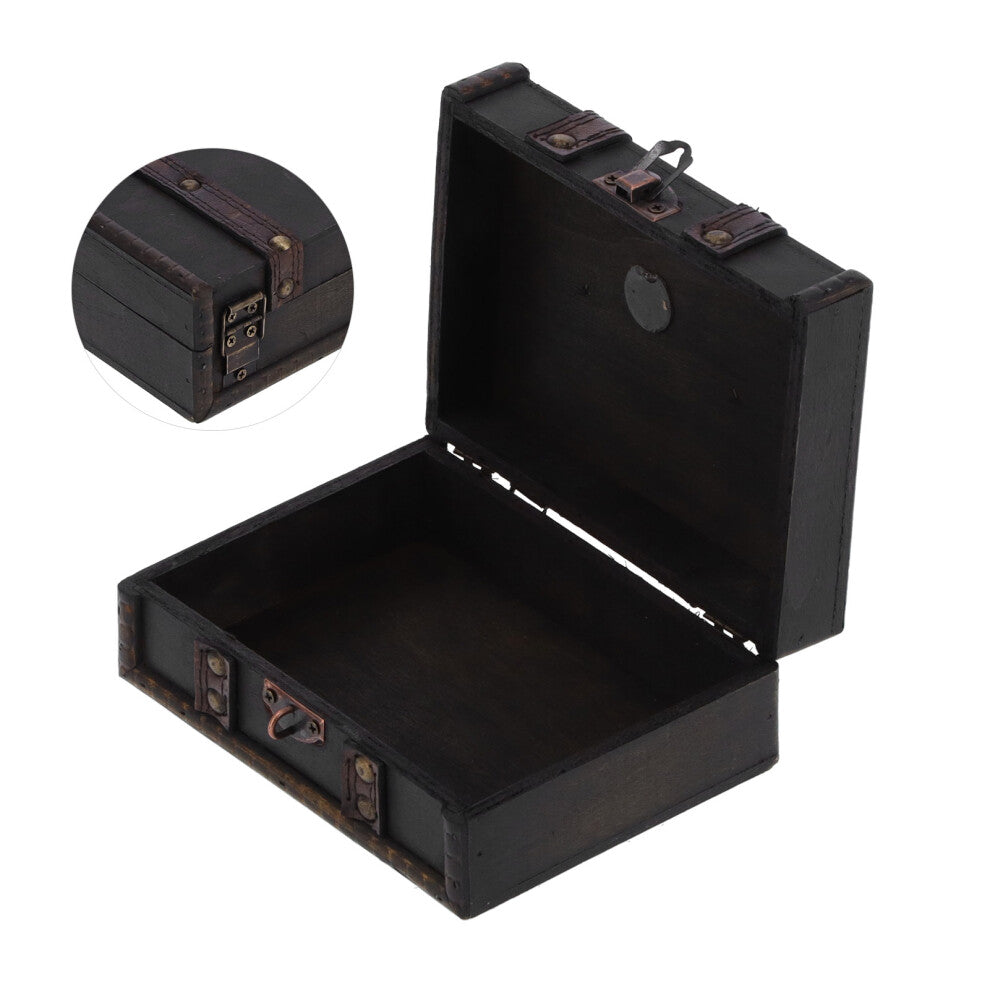 Classic Wooden Jewelry Box for Desktop Storage of Necklaces Earrings Sundries