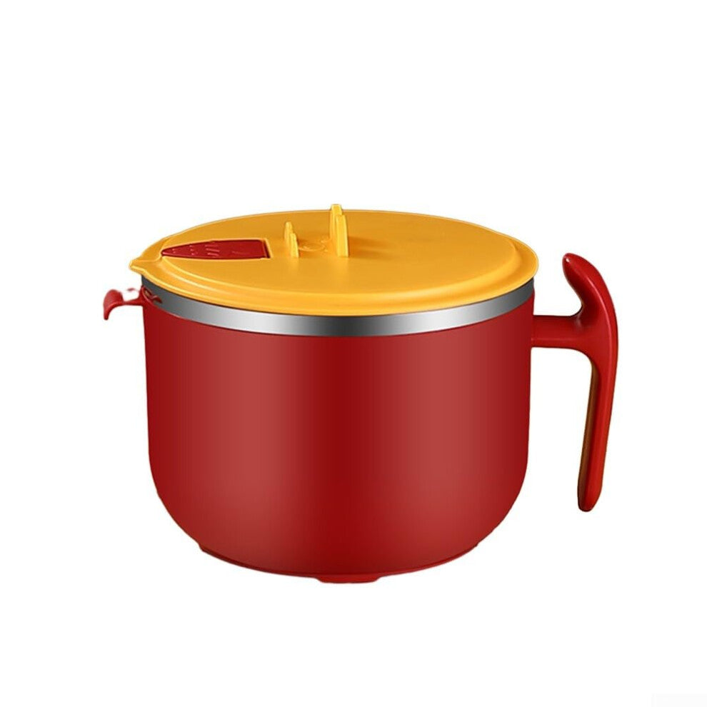 Microwave Pasta Bowl, 20 Oz Stainless Steel Noodle Bowl for Hot and Cold Foods, Red Color, Ideal for Instant Noodles