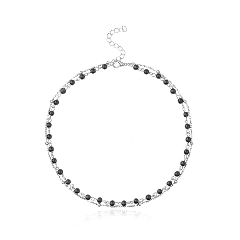 Necklace Jewellery for Women - Handmade Black and White Beads Initial Choker Necklace for Personalised Accessories