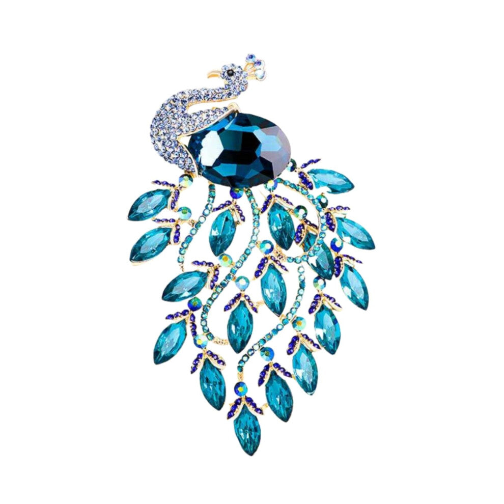 Peacock Brooch for Women - 1 Piece Alloy Corsage Brooch Accessory in Blue for Suits and Formal Attire