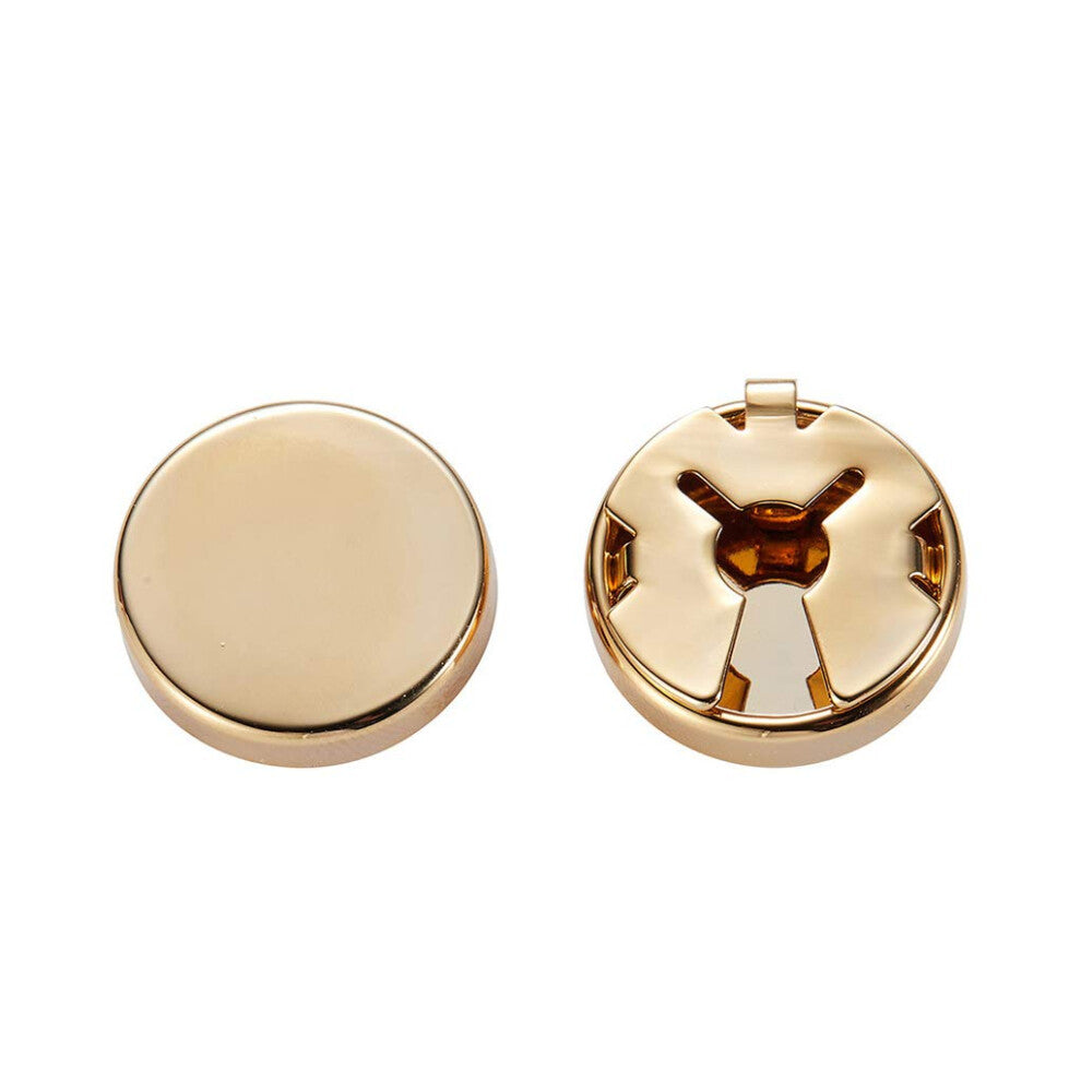 Brass Round Cufflinks for Men, Gold Wedding Cuff Button Covers for Formal Shirts, Stylish Accessory Set