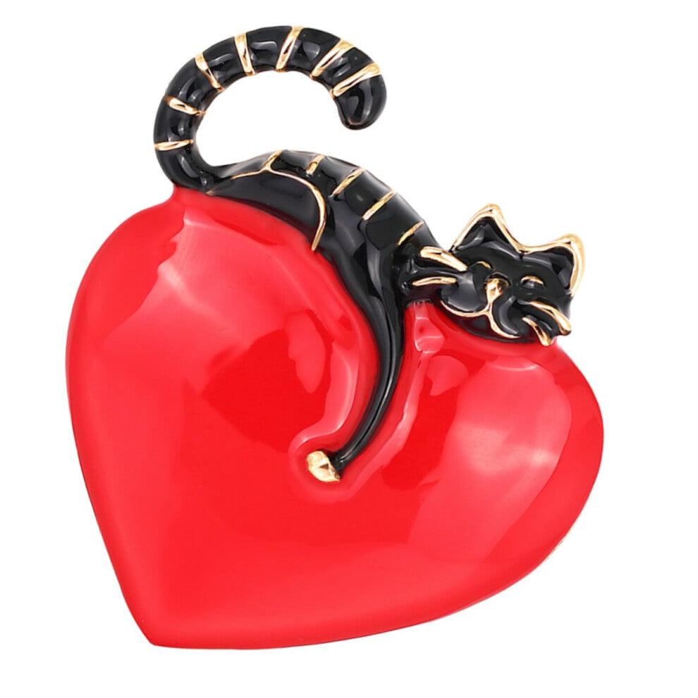 Creative Cat Brooch Heart Shape Funny Collar Pin for Pet Lovers Women Fashion Accessory Clothing Jewelry