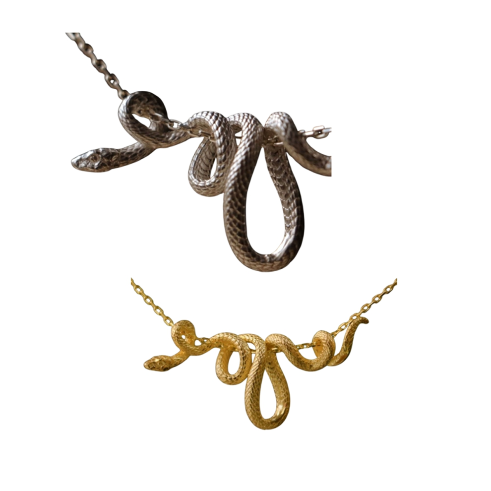 Wrapped Snake Necklace, Neutral and Cool Style