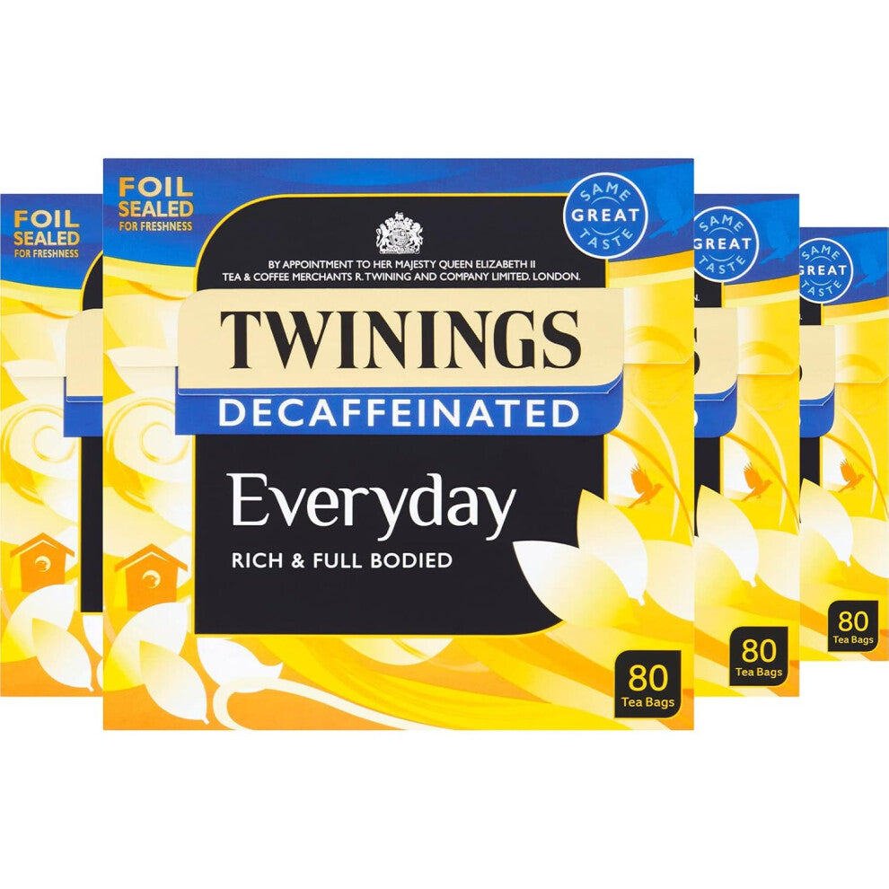 Twinings Decaffeinated Everyday Tea 320 Tea Bags,80 Count (Pack of 4)