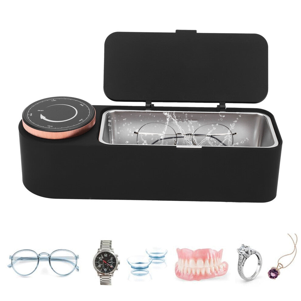 Mini 650ml Black Ultrasonic Jewelry Cleaner 50kHz for Watches & Glasses