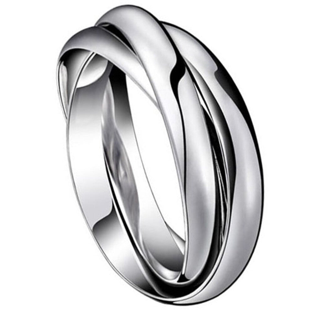 Jewellery Stainless Steel Triple Locked Rings for Men and Women, 2mm Width Wedding Band Size 49-57 Silver