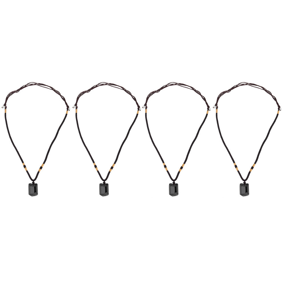 Elegant 4-Piece Tourmaline Pendant Necklace Set with Adjustable Cords