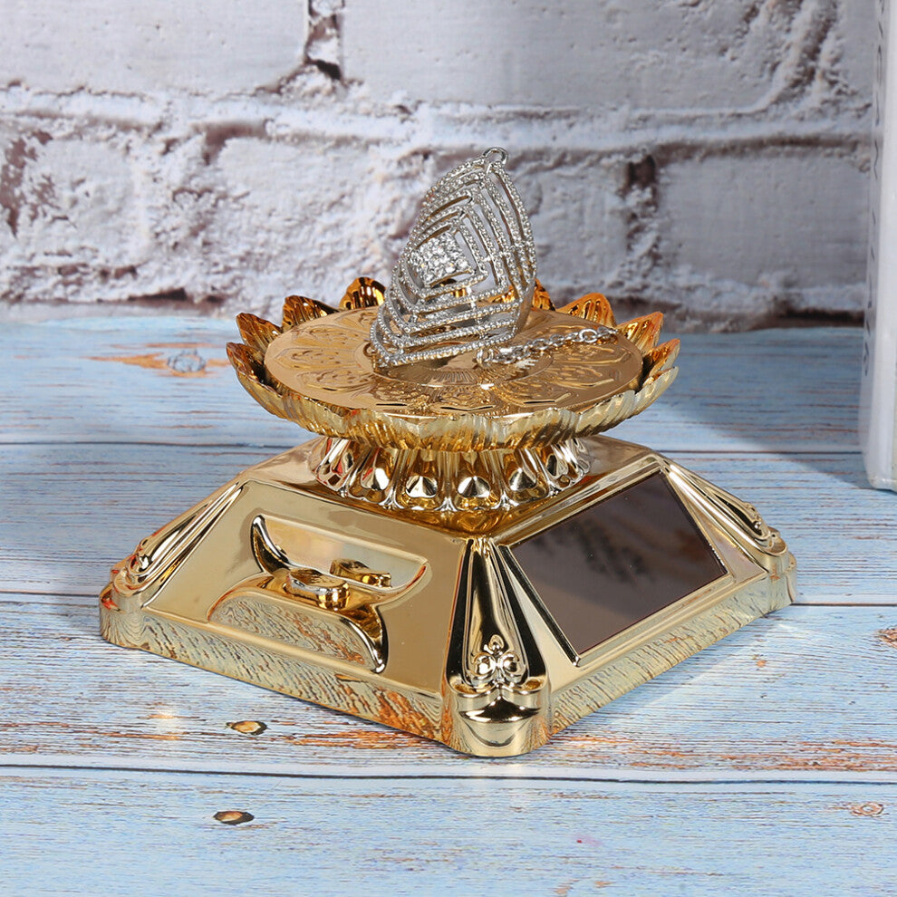 Turntable Jewelry Display Stand Gold Solar Powered 80x80x48mm Necklace Holder