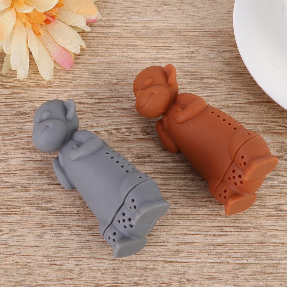2pcs Silicone Cartoon Monkey Tea Strainer Infuser Coffee Grey 52g