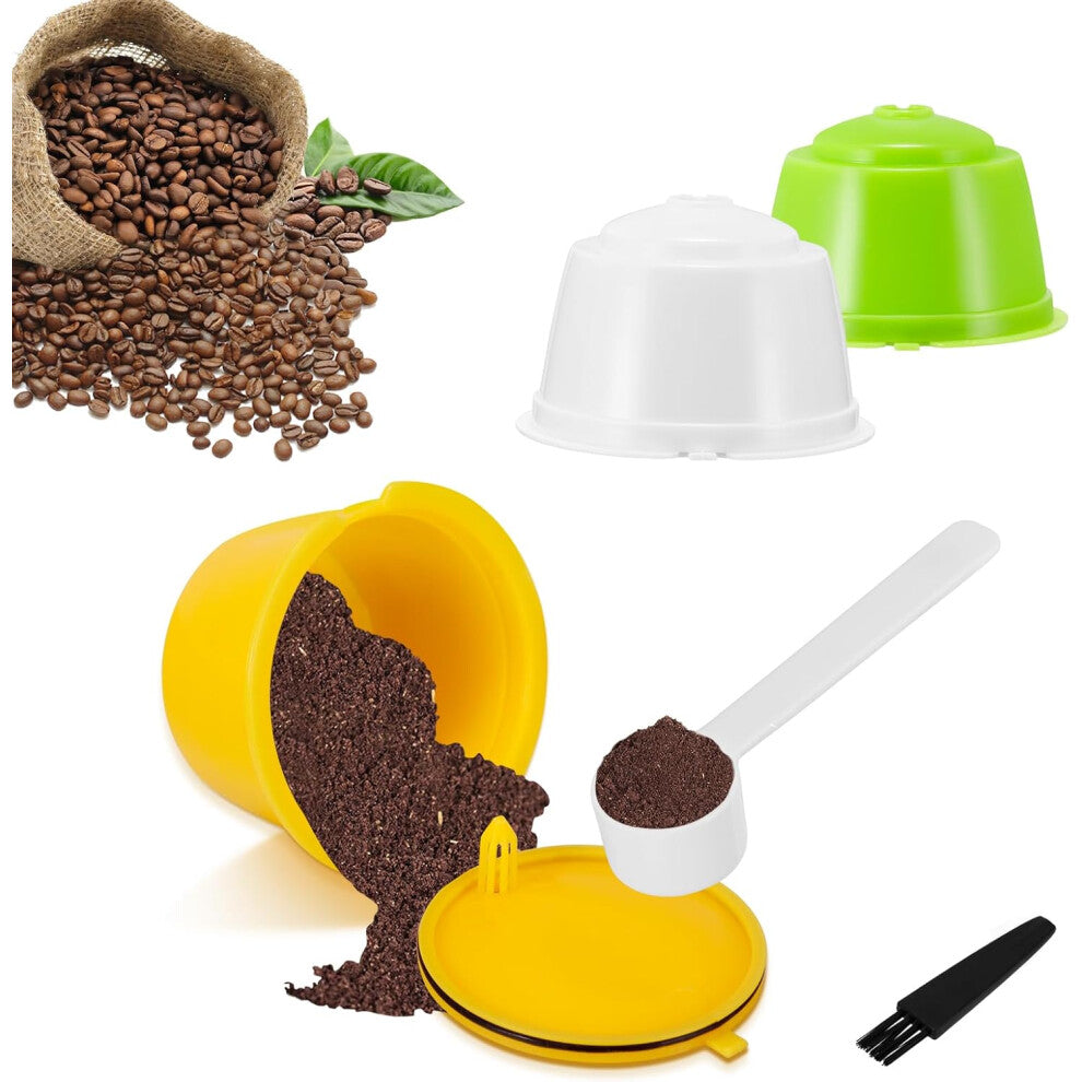 3pcs Reusable Coffee Capsule for Dolce Gusto Machine Refillable Coffee Capsule Filter Cup with Spoon and Brush Gift for Coffee Lovers