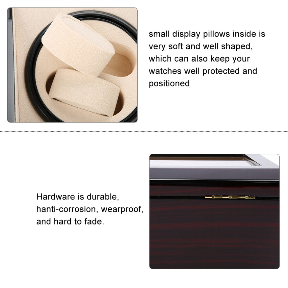 Mechanical Watch Winder for 4 Watches, Storage Case, Red White