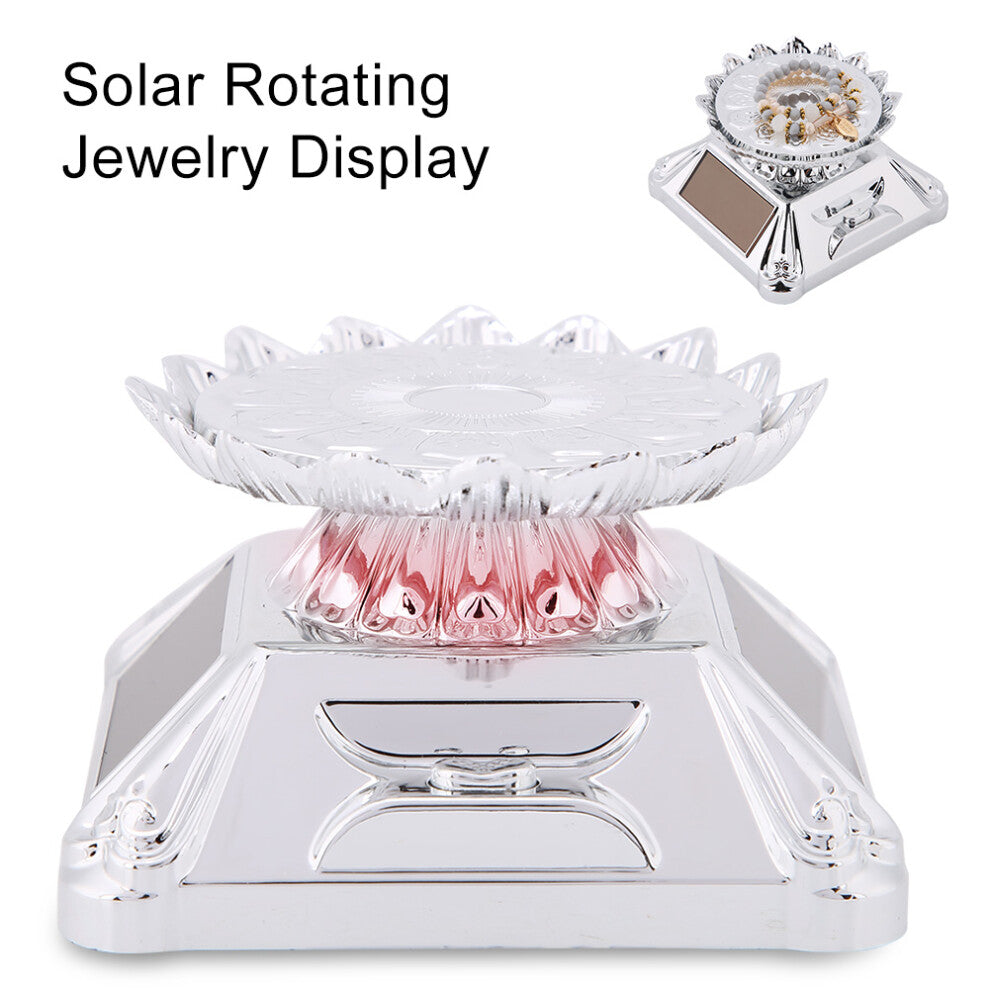 Solar 360 Rotating Turntable Jewelry & Phone Display Stand Silver