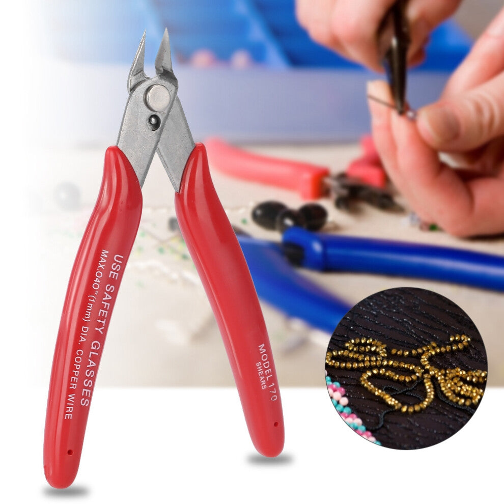 Red Steel Cable Cutters Side Nippers Diagonal Pliers 6.5 inch for Electronics