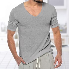 Homens Camiseta Camisetas camiseta de tricô T-shirt Tecido Decote V Rua Férias Manga Curta Tricôt Roupa Moda Designer Básico