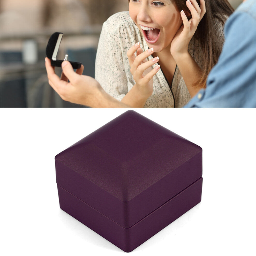 Luxurious Purple Jewelry Box with LED for Engagement Rings Display