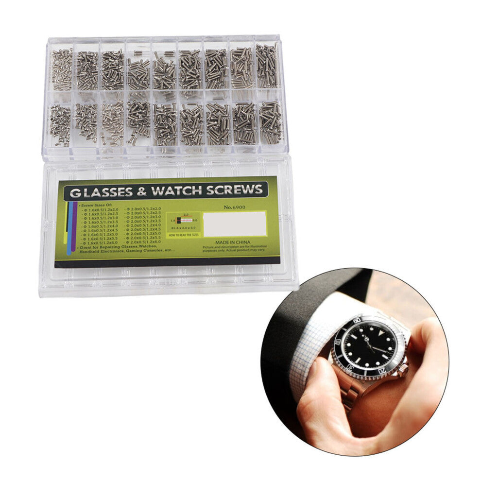 Stainless Steel Repair Kit 1800pcs Mini Screws for Spectacles & Watches