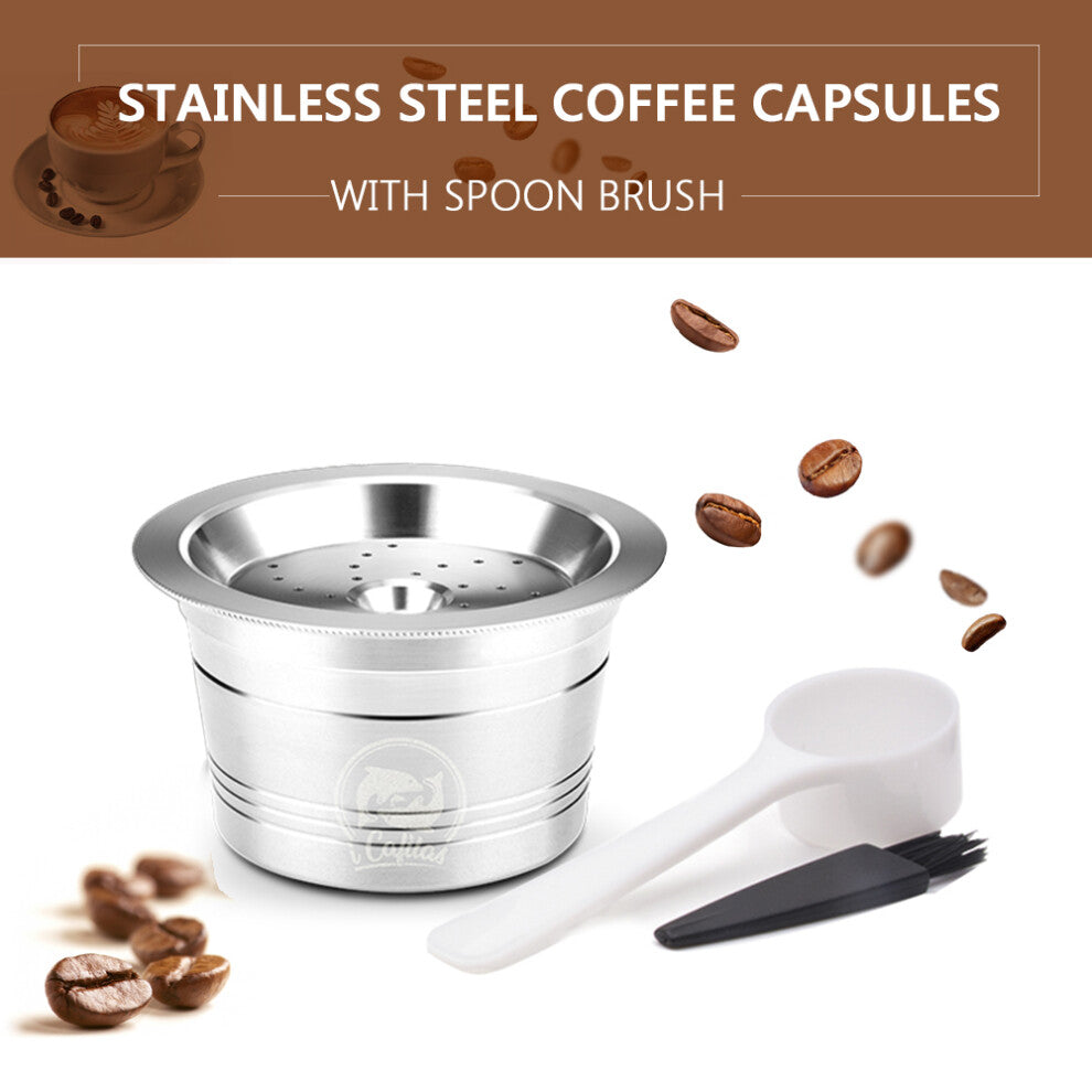 Refillable Stainless Steel Coffee Capsules with Spoon & Brush for K-fee Espresso Machines