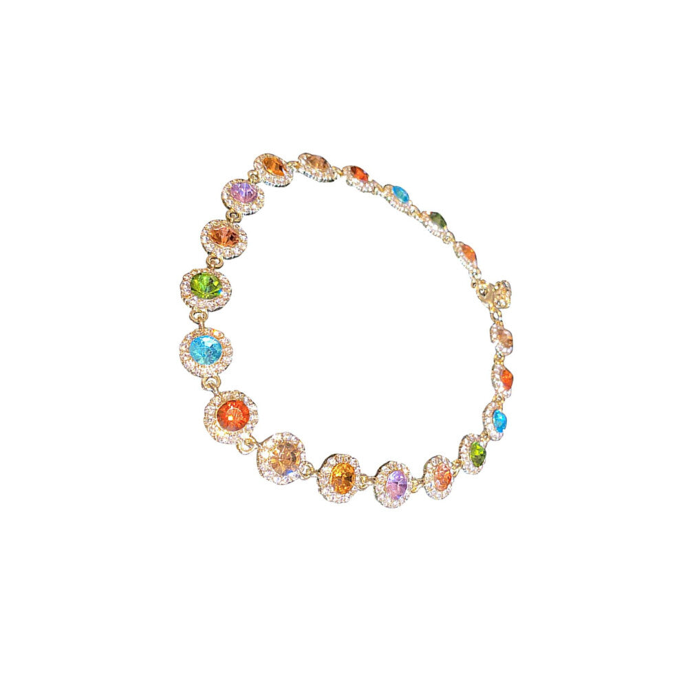 Colorful Crystal Choker Necklace Glitter Jewelry for Girlfriend Women