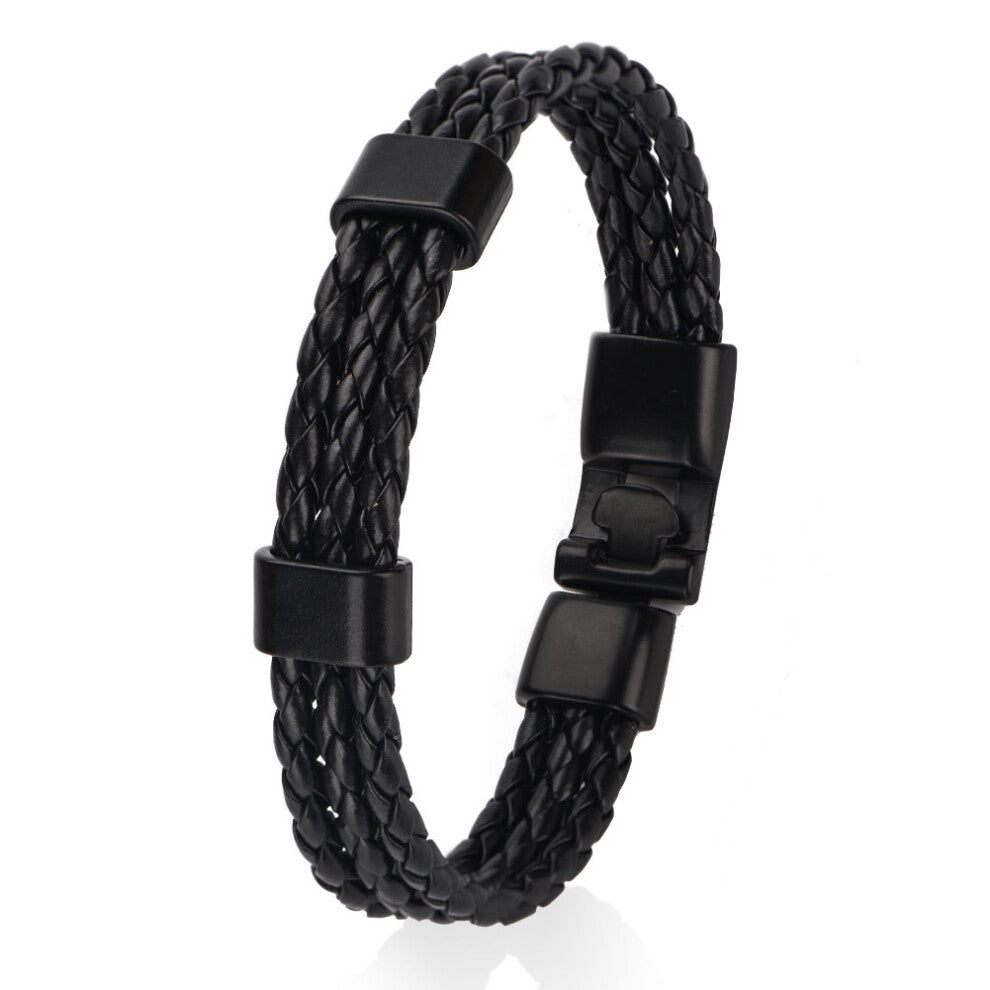 Men Male PU Strap Alloy Buckle Knitting Knitted