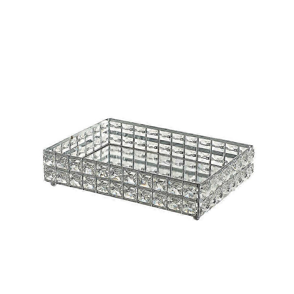 1PC Square Crystal Tray Household Cosmetics Storage Pallet Fruit Container Snacks Plate Wedding Dec